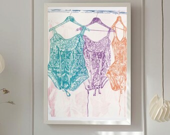 Coquette Wall Art Girly Wall Art Undergarments Poster Print Cute Feminine Art