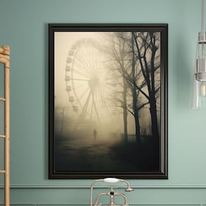 Vintage Photo of a Foggy Ferris Wheel Wall Art Vintage Poster Strange Old Photo