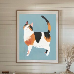 Simpatico gatto da parete, illustrazione di gatto, disegno di gatto, stampa poster di gatto carino