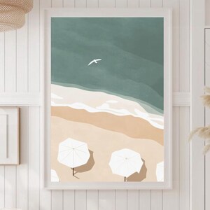 Coastal Serenity Satin Poster, Strand Wandkunst, Sommer Dekoration, Ästhetik, Ocean Print, Geschenk für Strandliebhaber