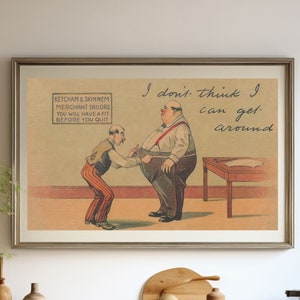 Funny Antique Wall Art Fat Guy Poster Vintage Art