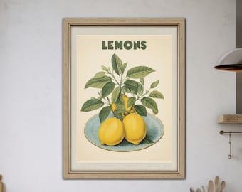 Lemons Poster Retro Lemons Print Retro Lemons Poster Print with Lemons Nostalgic Poster