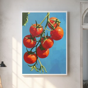 Tomatoes On Vine Wall Art Tomatoes Poster Tomato Wall Art Tomato Print Food Art