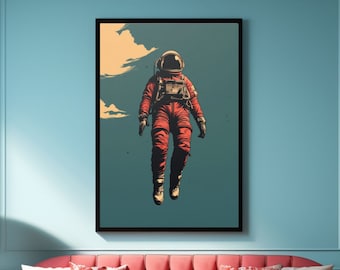 Poster da parete vintage con astronauta