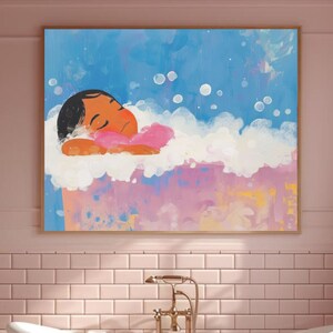 Bubble Bath Wall Art Oil Painting Print Bath Time Print Poster