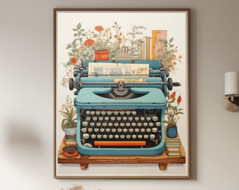 Retro Schreibmaschine Illustration Poster vintage Wandkunst