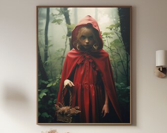 Póster Foto de cuento de hadas de arte de pared de Caperucita Roja