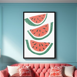Watermelon Wall Art Watermelon Slices Print Fruit Wall Art Kitchen Poster Cute Watermelon Print