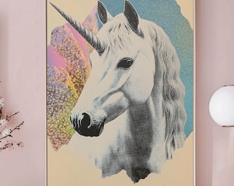 ユニコーンの絵画 額入りポスター ウォールアート、ユニコーン