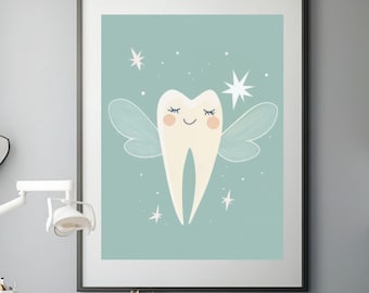 Tooth Fairy, Cute Tooth Wall Art, Dentist Decor, Dentist Office Art, Dentist Wall Art