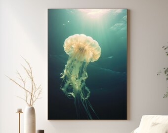 クラゲのレトロな壁アート クラゲの壁アート クラゲのポスター 海のアート