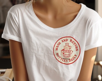 Vintage Milk Tshirt Retro Logo Kitsch Funny Shirt Milk Shirt Vintage Art