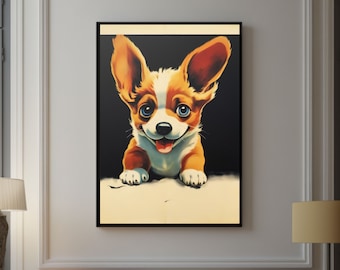 Vintage Corgi Wall Art Corgi Poster Dog Wall Art Cute Puppy Print