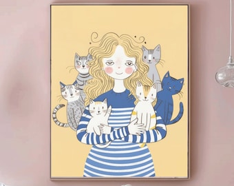 Cat Lady Wall Art Cat Wall Art Cats Print Cat Lover Gift Crazy Cat Lady Poster