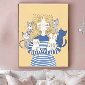 Cat Lady Wall Art Cat Wall Art Cats Print Cat Lover Gift Crazy Cat Lady Poster