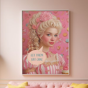 Marie Antoinette Wall Art Marie Antoinette Let them eat cake Poster Pink Wall art Cute Girly Poster Marie Antoinette Dorm Room Art