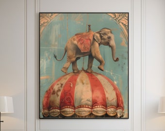 Vintage Circus Wall Art Elephant Wall Art Retro Circus Poster Antique Circus Print