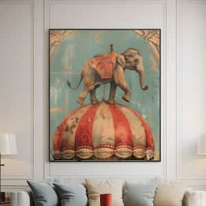 Vintage Circus Wall Art Elephant Wall Art Retro Circus Poster Antique Circus Print