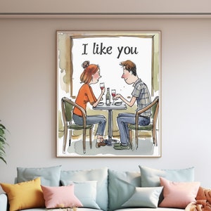 Love Wall Art Valentines Day Gift Valentines Art I Like You Poster