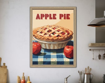 Retro Style Apple Pie Poster, Bauhaus Apple Pie Wall Art