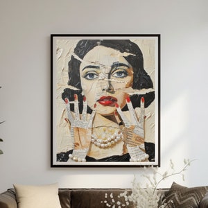 Paper Girl Collage Wall Art Collage Portrait Pears Print Vintage Poster