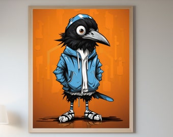 Hip Hop Magpie Children Illustration Poster