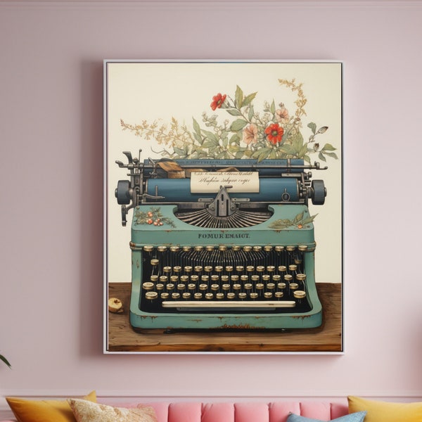 Typewriter Retro Poster Vintage Wall Art