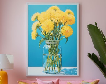 Dandelions Wall Art, Yellow Dandelions in a Vase Poster