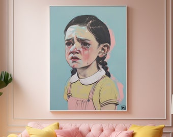Chica llorando, arte de pared, pintura de chica de Anastasia Ames, impresión de póster llorando