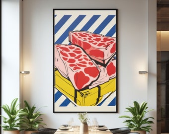 Carne cruda pared arte filete cartel carne pared arte filete pared arte pop arte filete