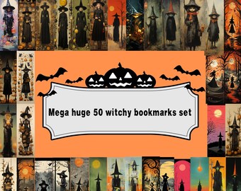 Mega énorme 50 signets imprimables Witchy, téléchargement et impression, spécial Halloween