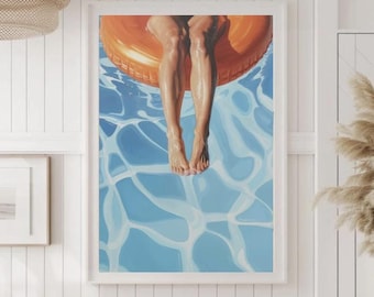 Swimming Pool Wall Art Pool Poster Summer Wall Art Feet Print Beach Wall Art