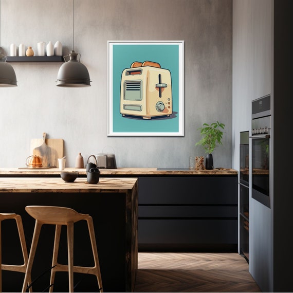 Toaster Retro Art Poster of Toaster, Vintage Kitchen Poster