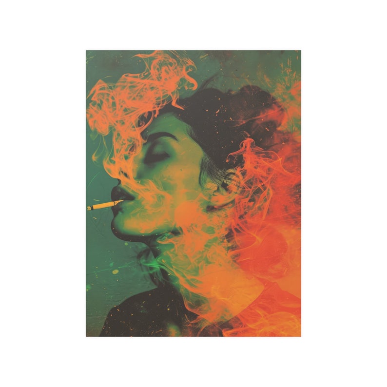 Retro Smoking Girl Wall Art Smoking Wall Art Poster Marijuana Wall Art