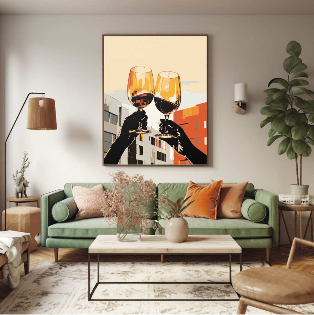 Cheers Wall Art, Wine Glasses Wall Art, Wine Poster, Cheers Print Etsy