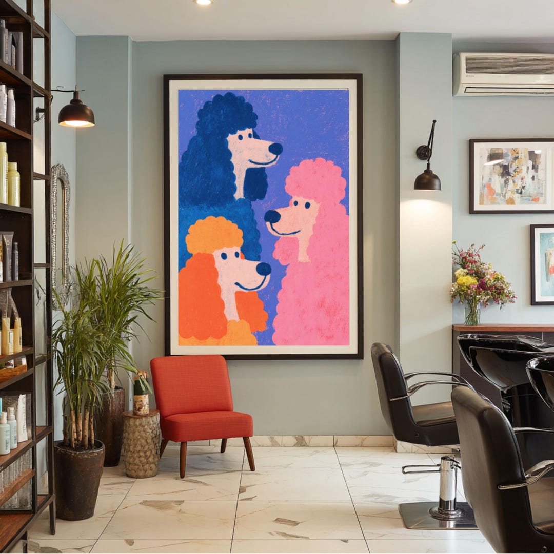 Playful Poodle Art Poster | Colorful Dog Print for Home Decor, Animal ...