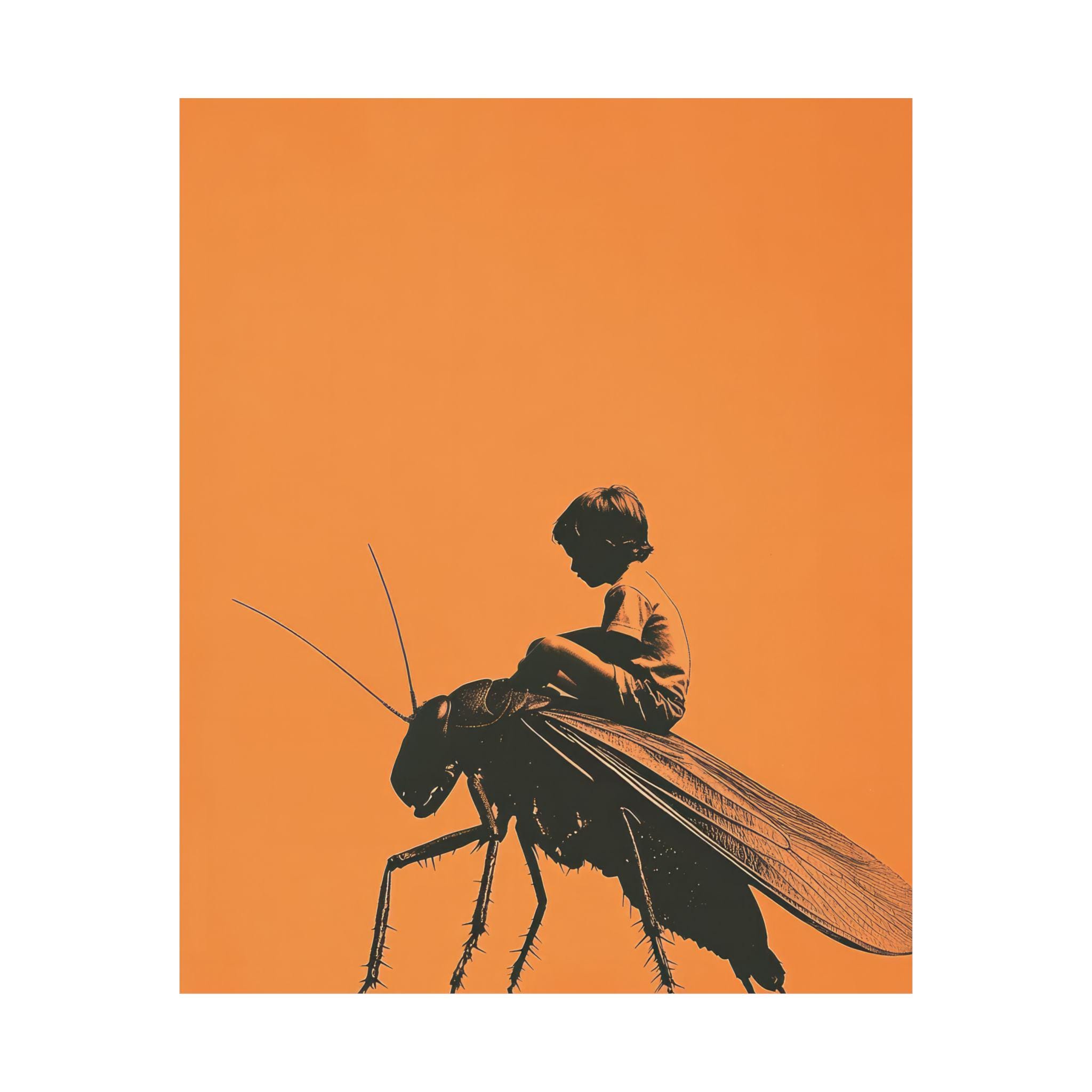 Boy Riding a Bug Wall Art, Cricket Wall Art Cricket Poster, Fantasy ...