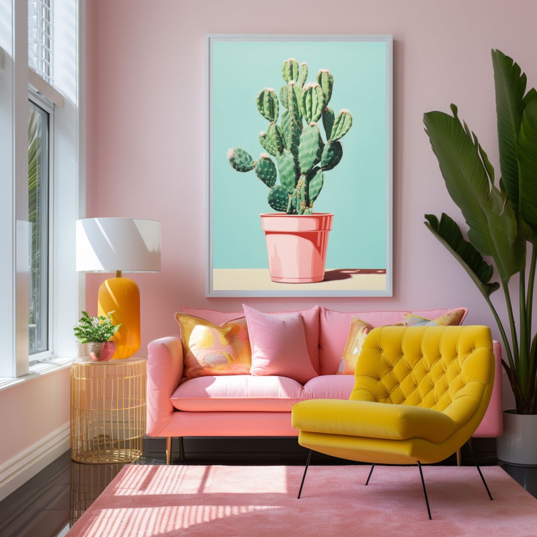 Cactus in Pink Pot Wall Art, Light Pink Poster, Cute Cactus Poster - Etsy