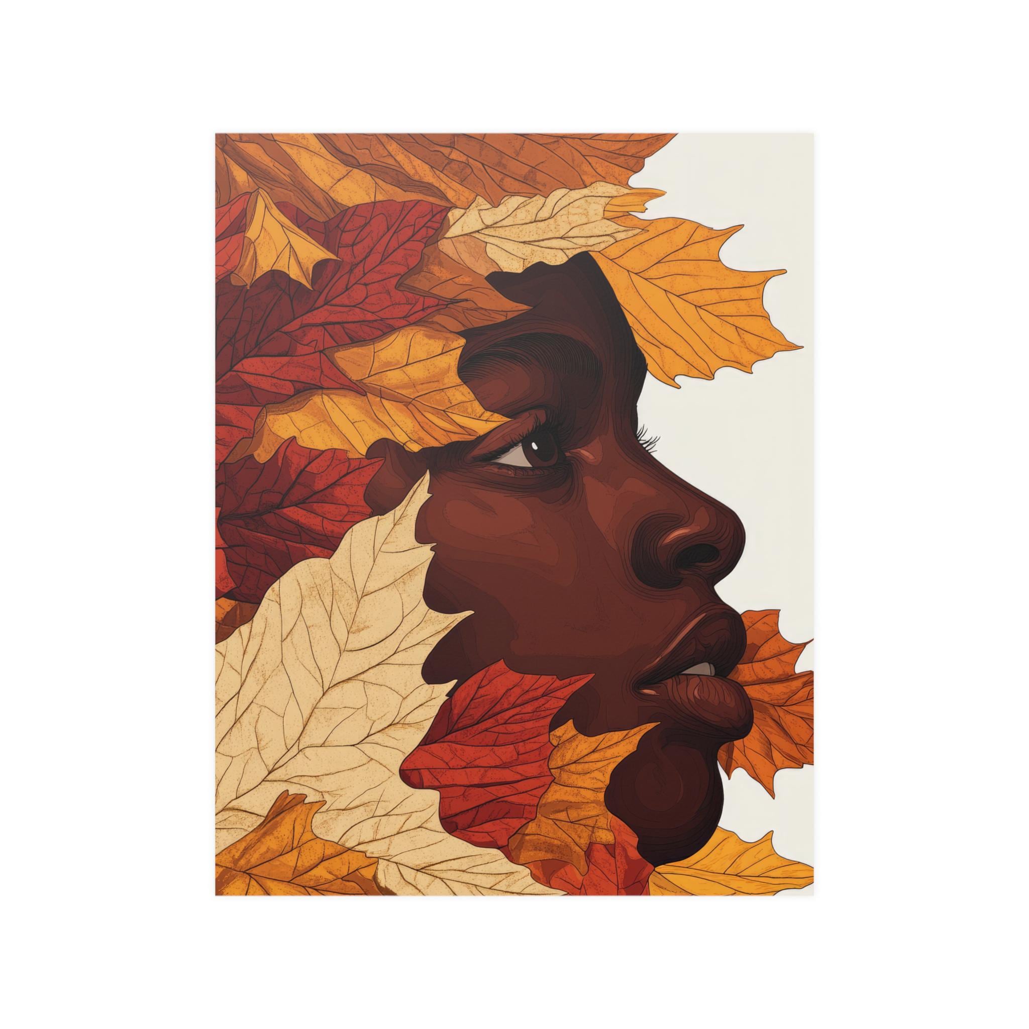 African American Autumn Wall Art African American Portrait Fall Poster ...