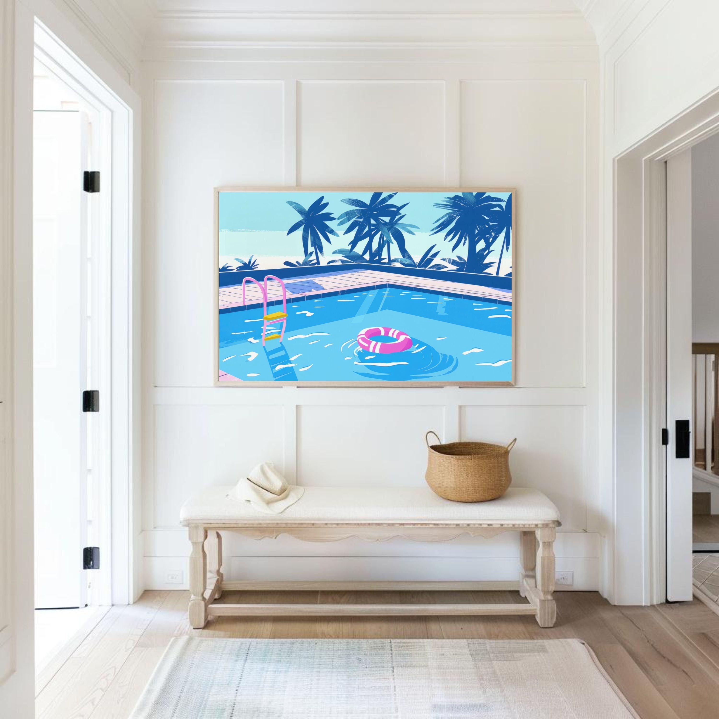 Swimming Pool Horizontal Poster Cute Summer Wall Art Swimming Pool