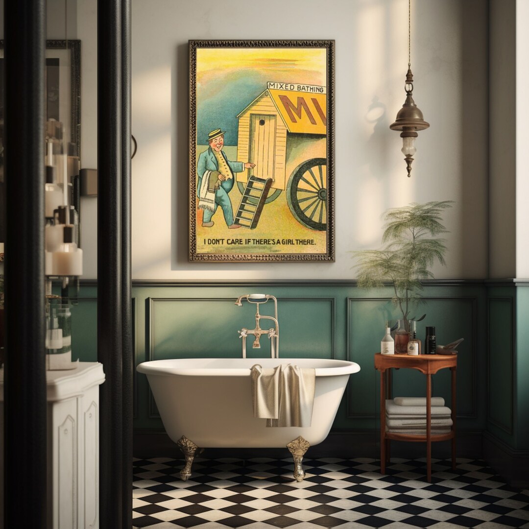 Silly Vintage Art Print, Funny Bathroom Wall Art Poster - Etsy