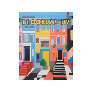 Brooklyn Wall Art Póster de Nueva York Brooklyn NY Popart Póster Impresión Brownstone Art imagen 3