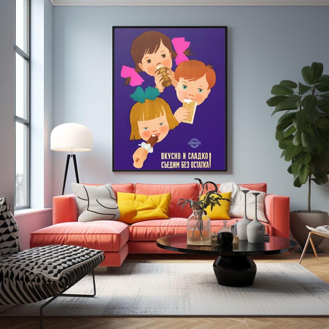 Retro Soviet Poster Retro Wall Art Soviet Wall Art Russian Print Kids ...
