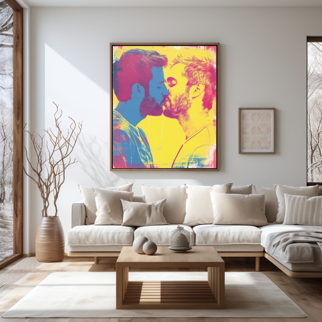 Kissing Wall Art Kissing Men Gay Wall Art LGBTQ Wall Art Gay Poster ...