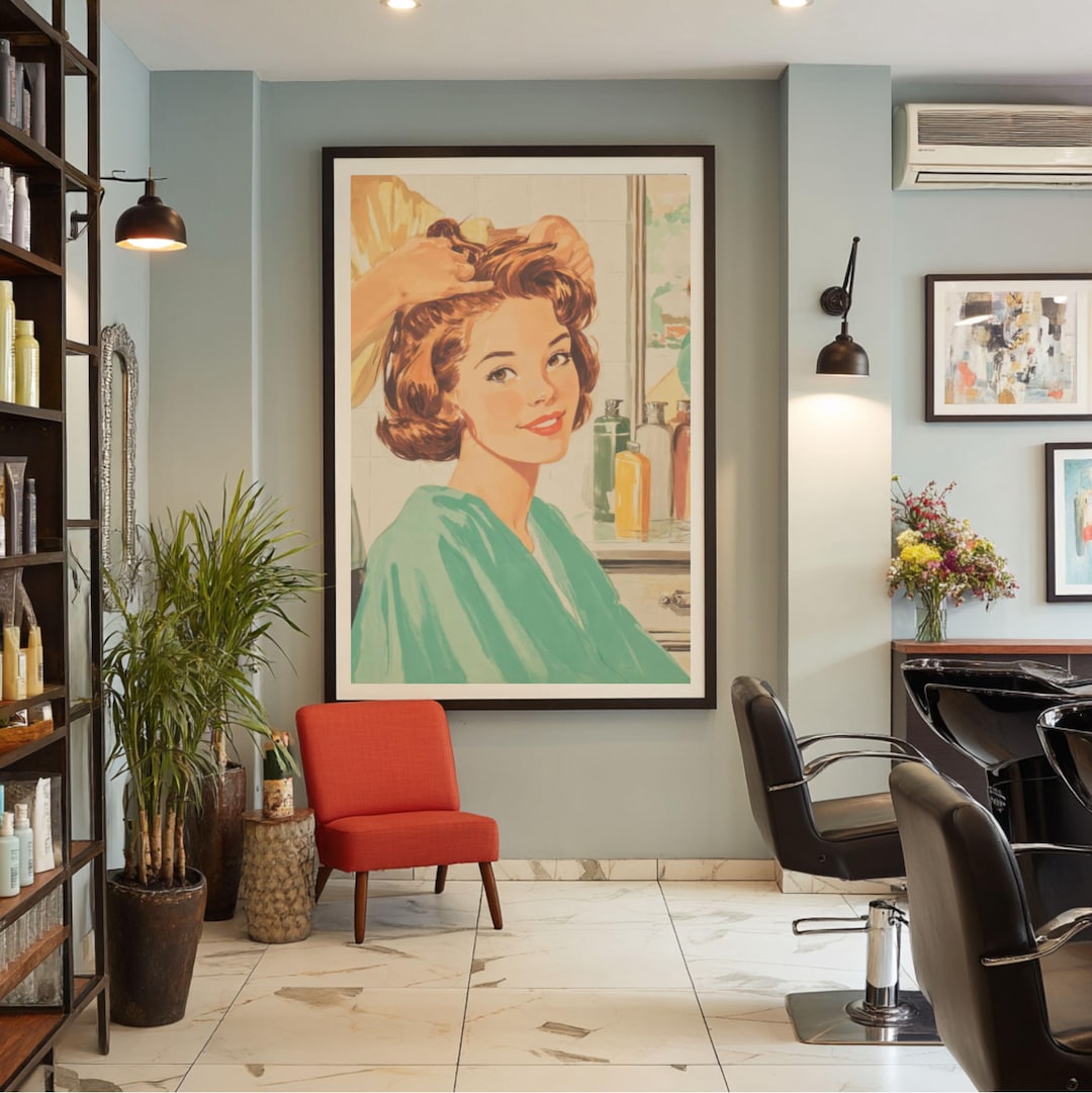 Vintage Hairdresser Wall Art, Retro Hair Salon Poster, Hair Wall Art ...