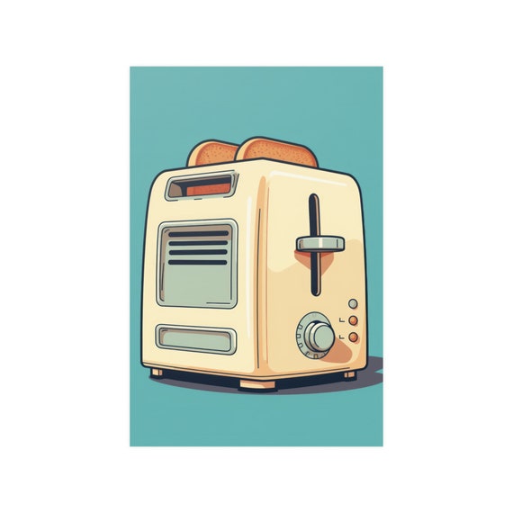 Toaster Retro Art Poster of Toaster, Vintage Kitchen Poster