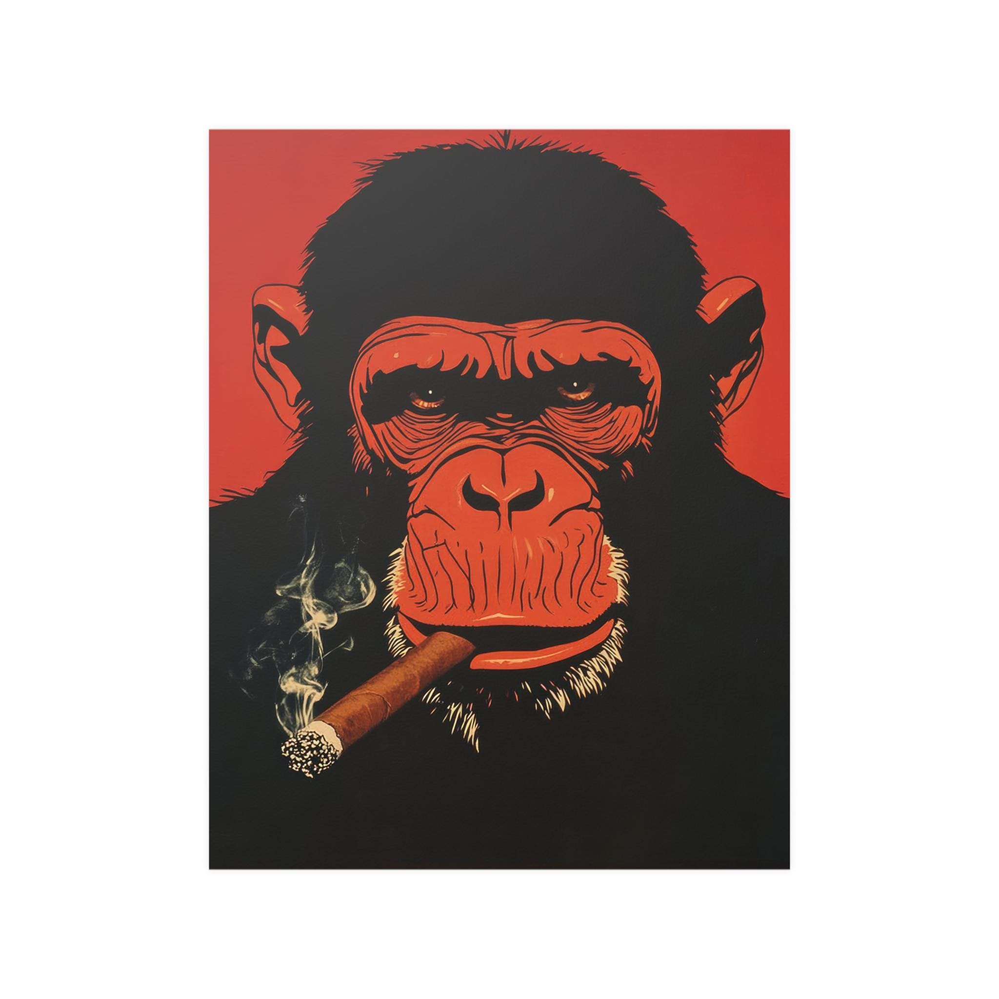 monkey smoking cigarette Monkey Smoking Cigar Wall Art Monkey Poster Cigar Print Smoking Monkey  Print