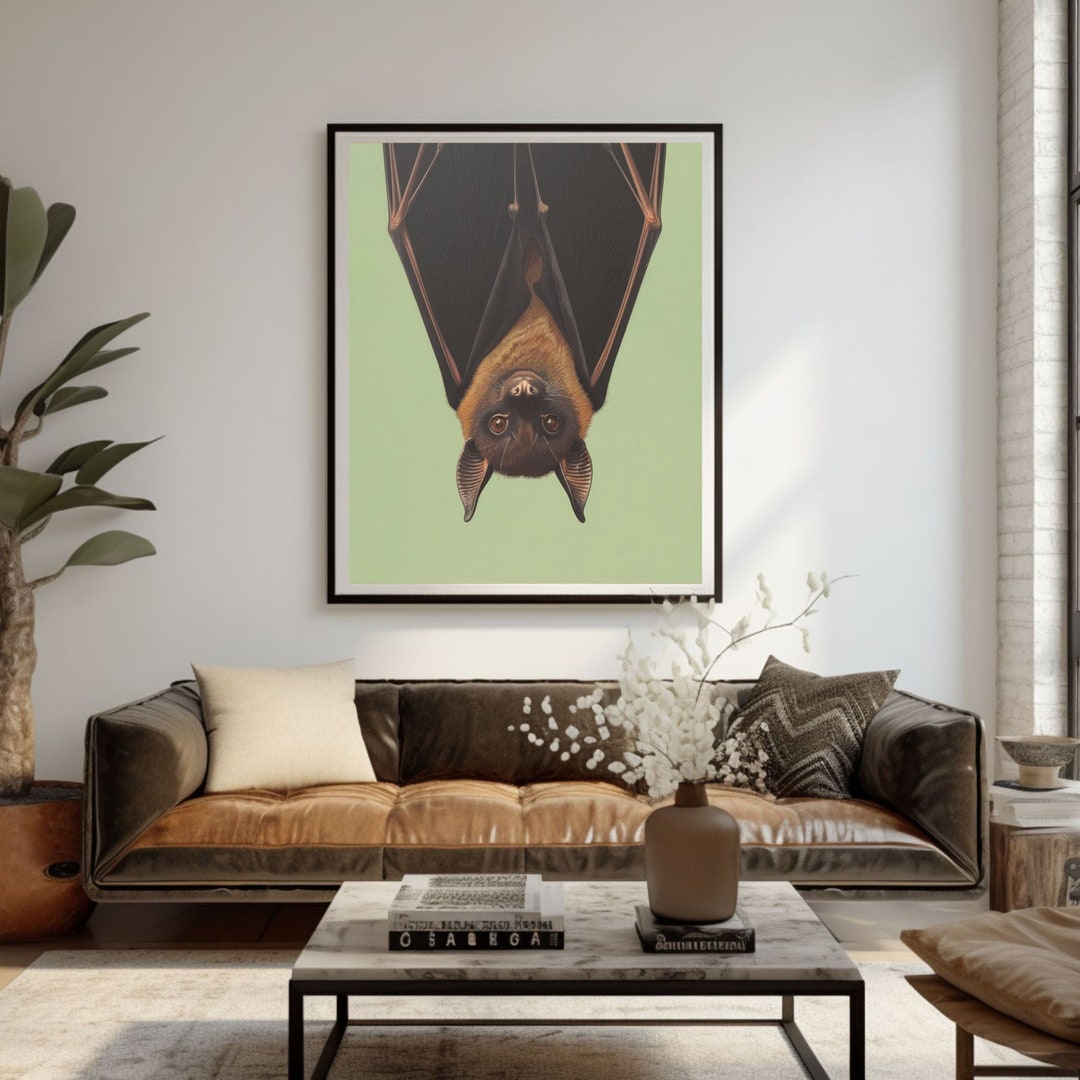 Bat Wall Art Hanging Bat Upside Down Poster Bat Print - Etsy