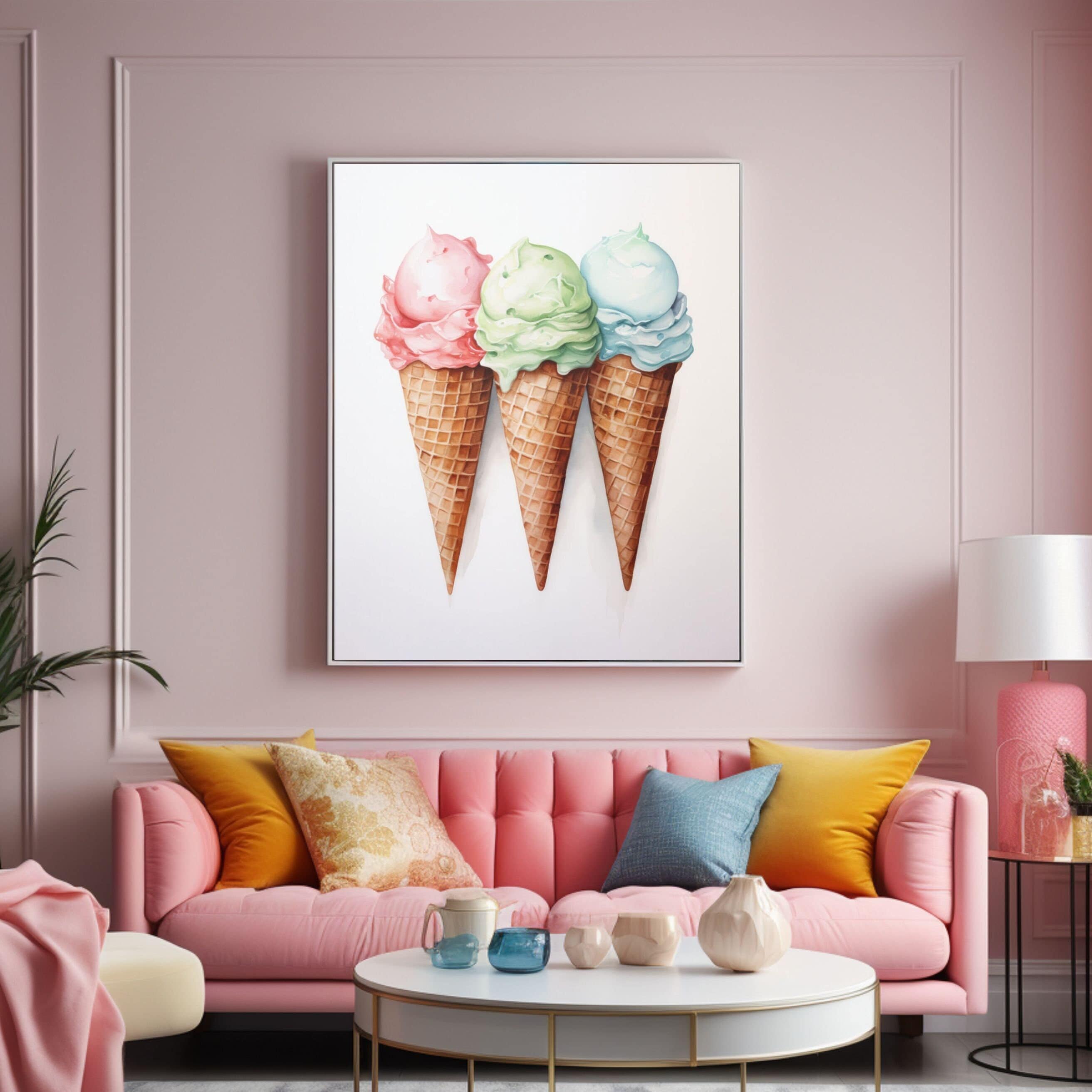 Ice Cream Wall Art Ice Cream Pink Green Blue Cones Poster - Etsy