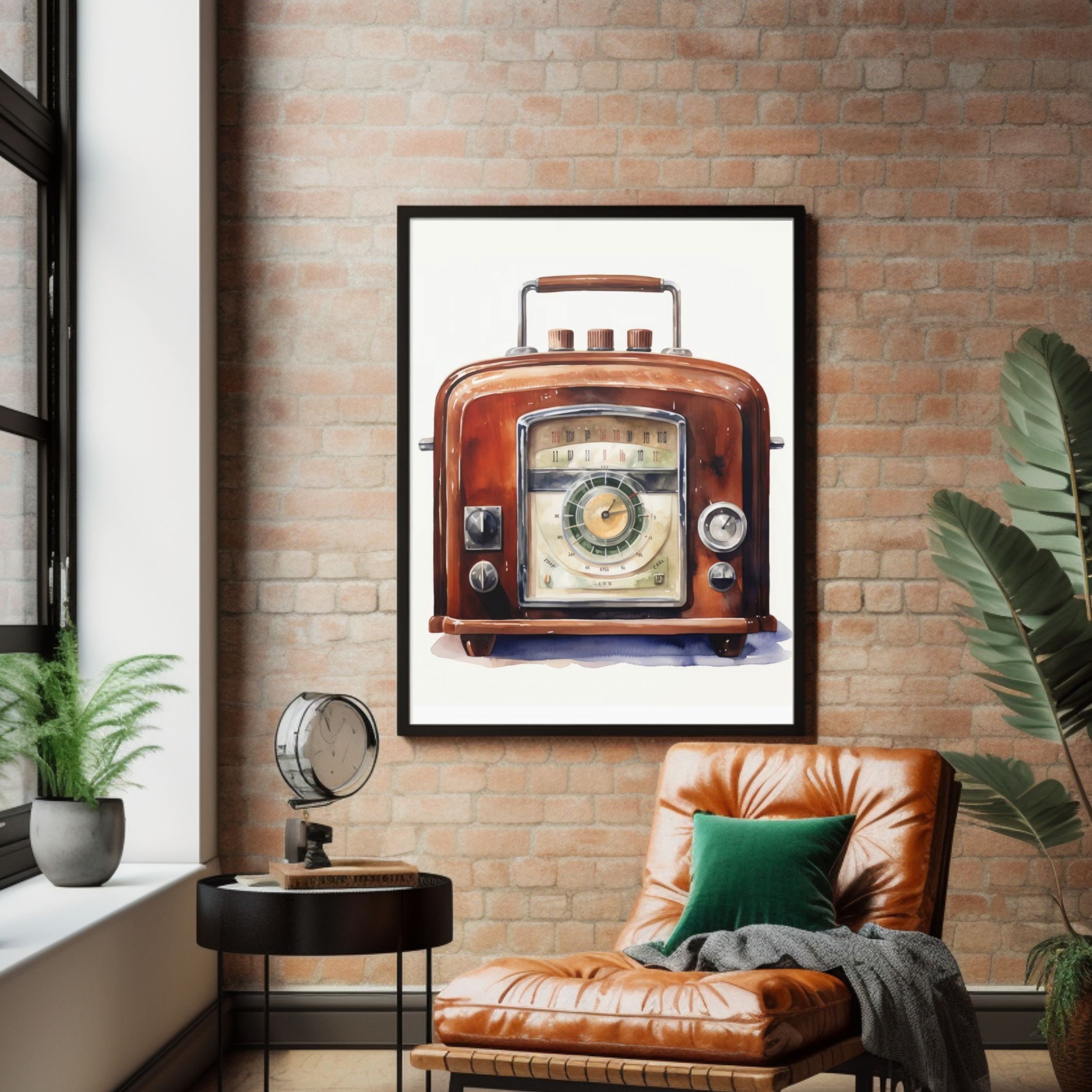 Wall Mural Retro old gramophone radio. Vintage style toned photo 